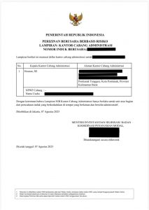 contoh nib kantor cabang