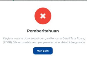 contoh kbli tidak sesuai dengan RDTR