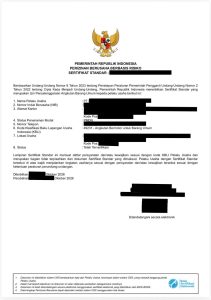 contoh sertifikat standar OSS RBA terverifikasi
